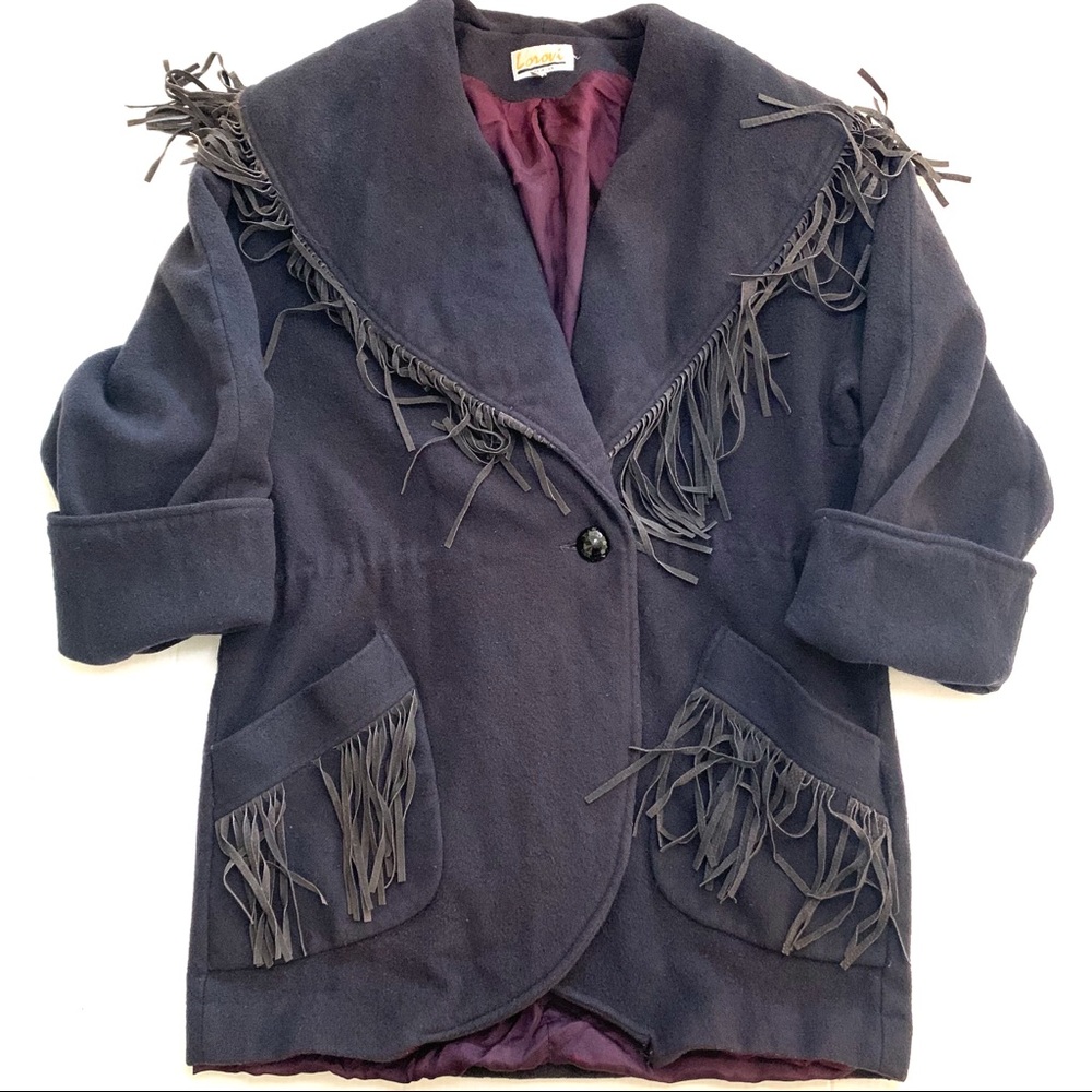 Vintage LOROVI Southwest Lined Fringe Wool Coat